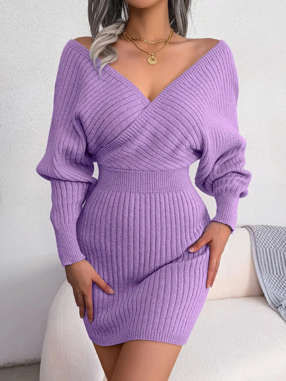 Bodycon Long Sleeve Knit Sweater Dress