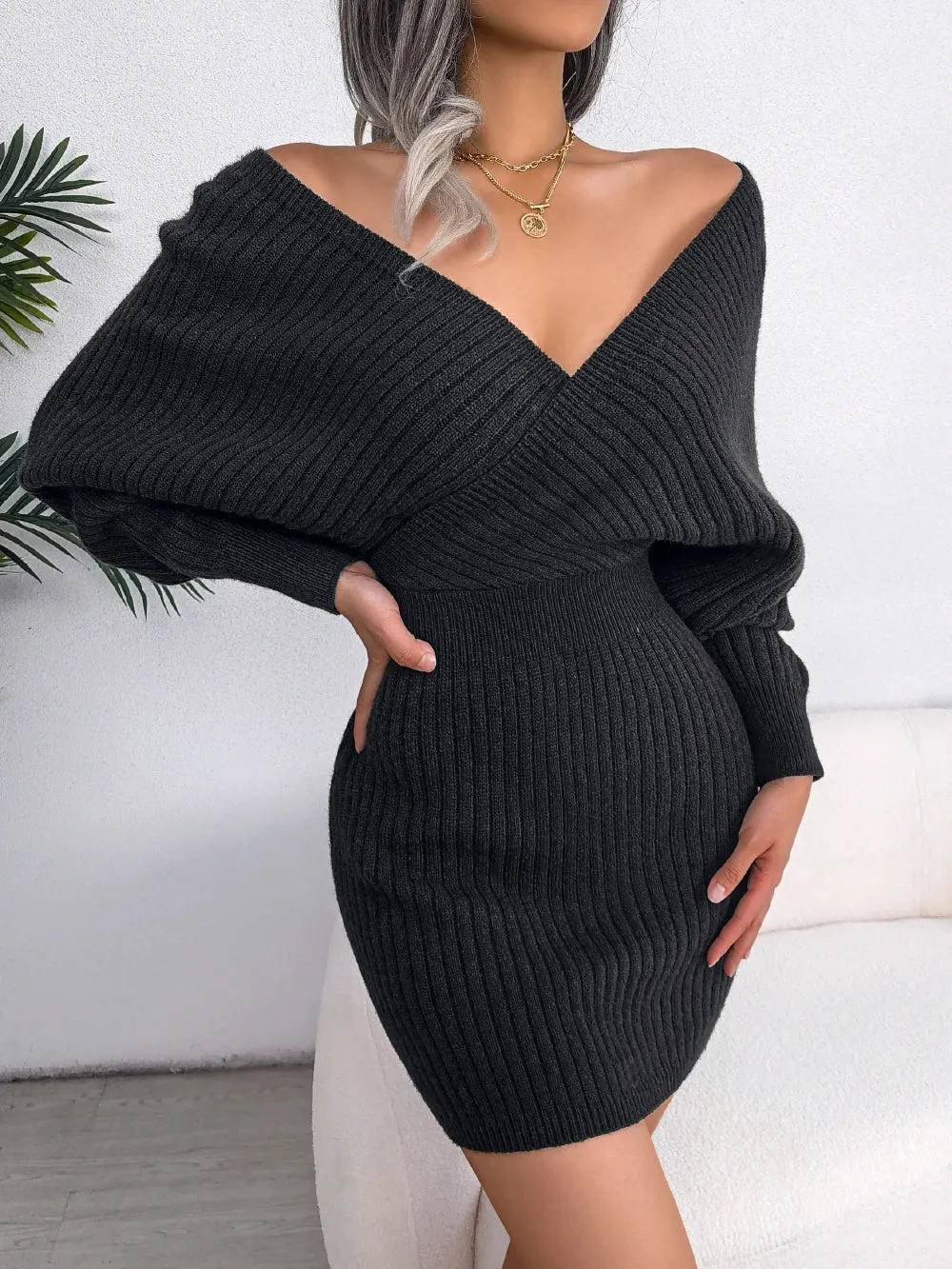 Bodycon Long Sleeve Knit Sweater Dress