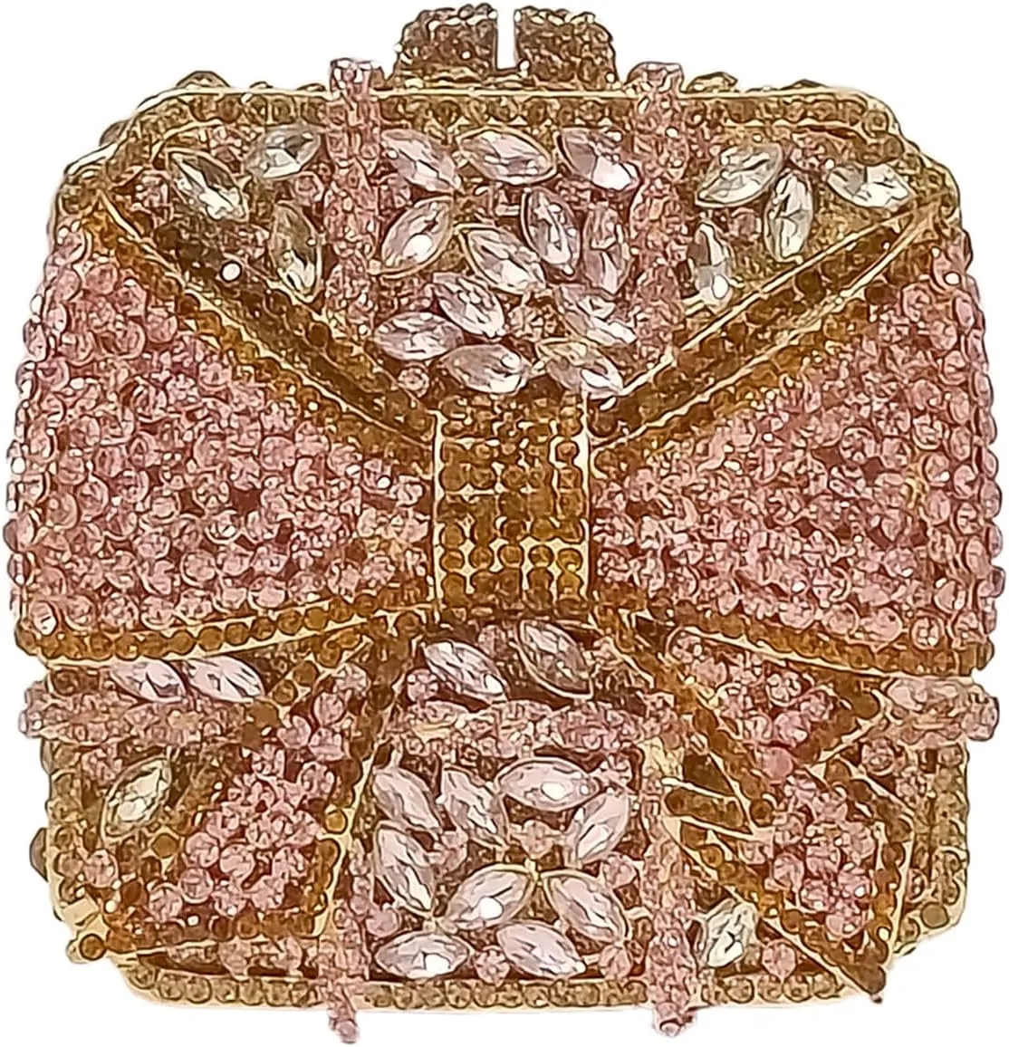 Bowknot Cute Crystal Box Clutch Glitter Evening Bag Women Rhinestone Handbags Purses Party Wedding