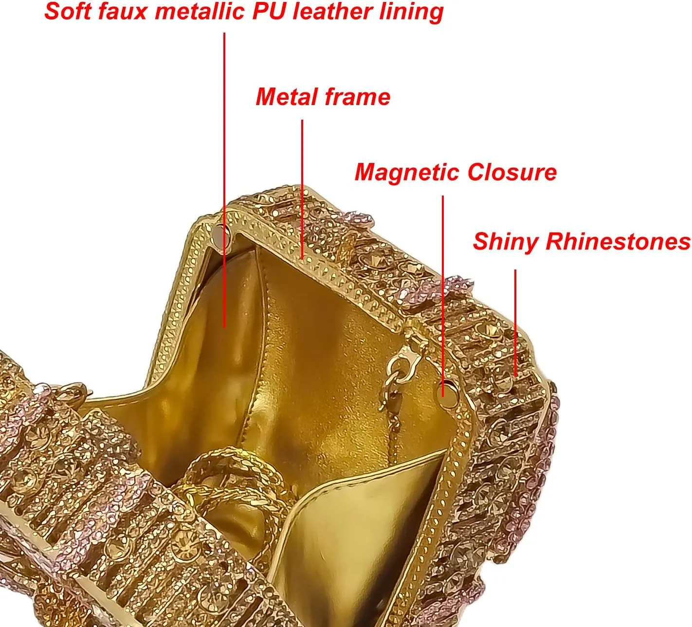 Bowknot Cute Crystal Box Clutch Glitter Evening Bag Women Rhinestone Handbags Purses Party Wedding