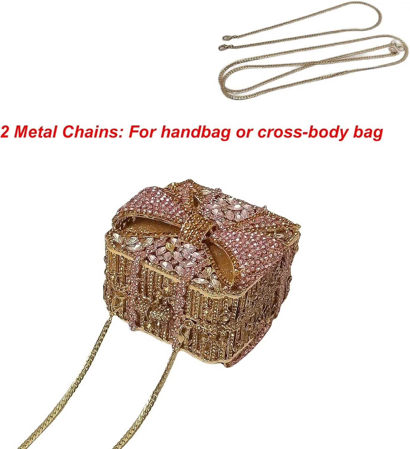 Bowknot Cute Crystal Box Clutch Glitter Evening Bag Women Rhinestone Handbags Purses Party Wedding