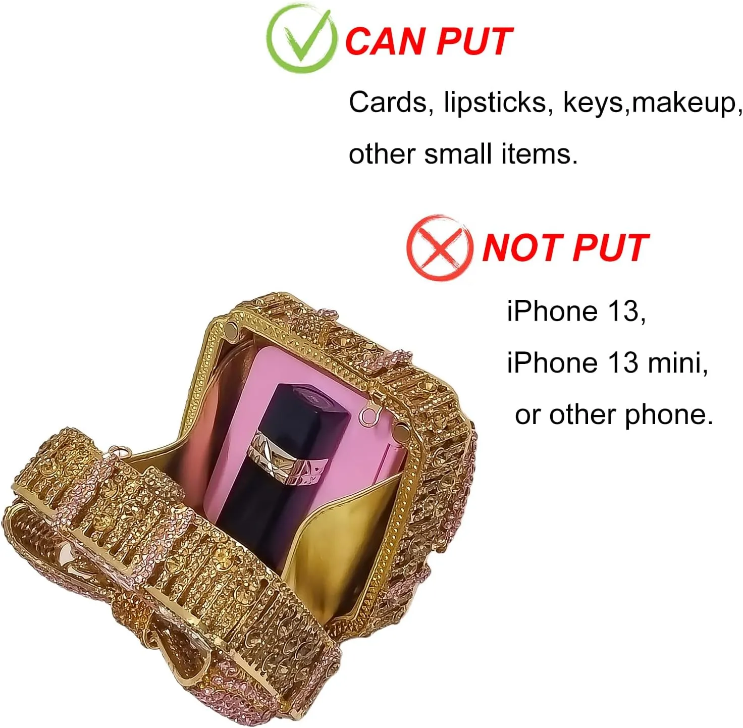 Bowknot Cute Crystal Box Clutch Glitter Evening Bag Women Rhinestone Handbags Purses Party Wedding