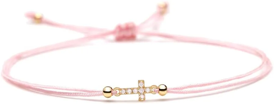 Bracelet,Fashion Decoration Bracelets Handmade Braided Bracelet,Handmade Friendship Bracelet Zircon Cross Amulet Beaded Thin Thread Braided Trendy Delicate Jewelry Bracelets Adjustable Lucky Ankle Bra
