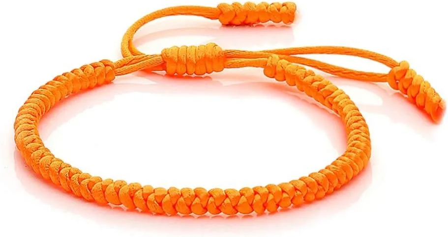 Braided Bracelet Gift, Handmade Woven Friendship Bracelet Orange Fashion Bracelets Adjustable Charm Woven Lucky Knots Wristband Couples Bracelet Clothing Accessories Br