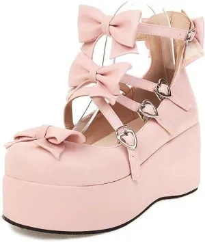 BREADO Mary Jane Women's Single Shoes Platform Shoes for high Chunky Heel Cross Strap Sweet Bow Oxford Gothic Lolita Shoes Dress
