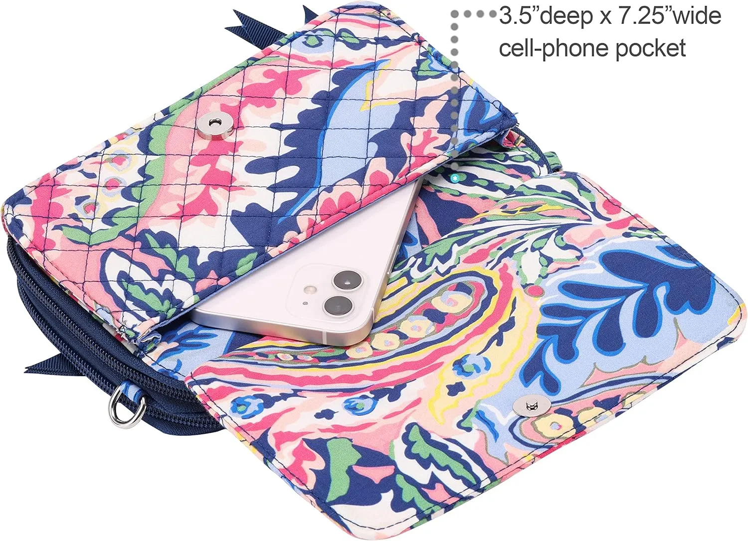 Brentano Cotton quilted double-zipper crossbody wallet purse and clutch