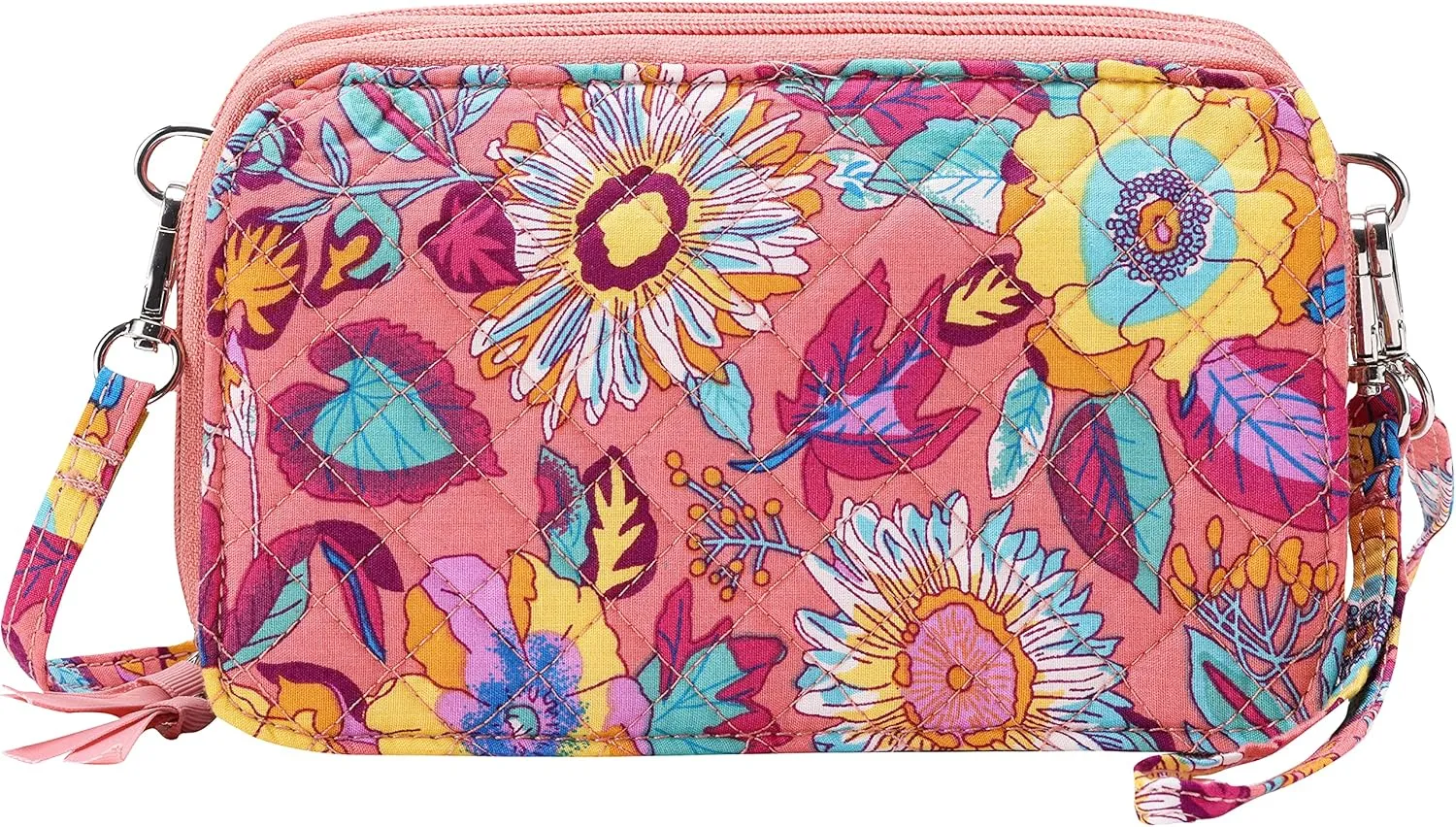 Brentano Cotton quilted double-zipper crossbody wallet purse and clutch