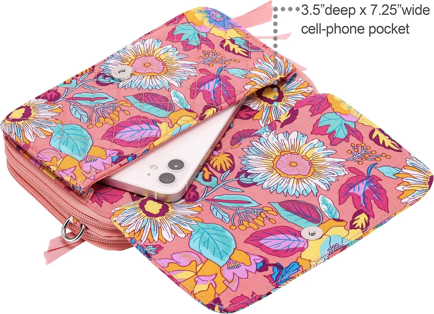 Brentano Cotton quilted double-zipper crossbody wallet purse and clutch