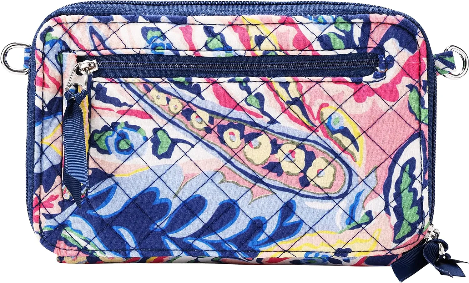 Brentano Cotton quilted double-zipper crossbody wallet purse and clutch