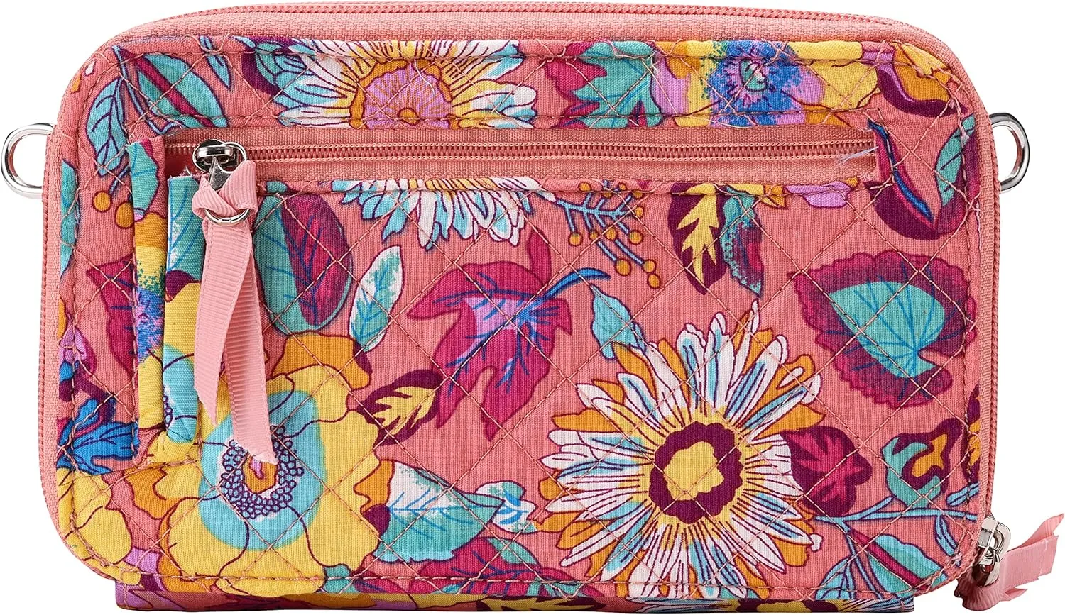 Brentano Cotton quilted double-zipper crossbody wallet purse and clutch