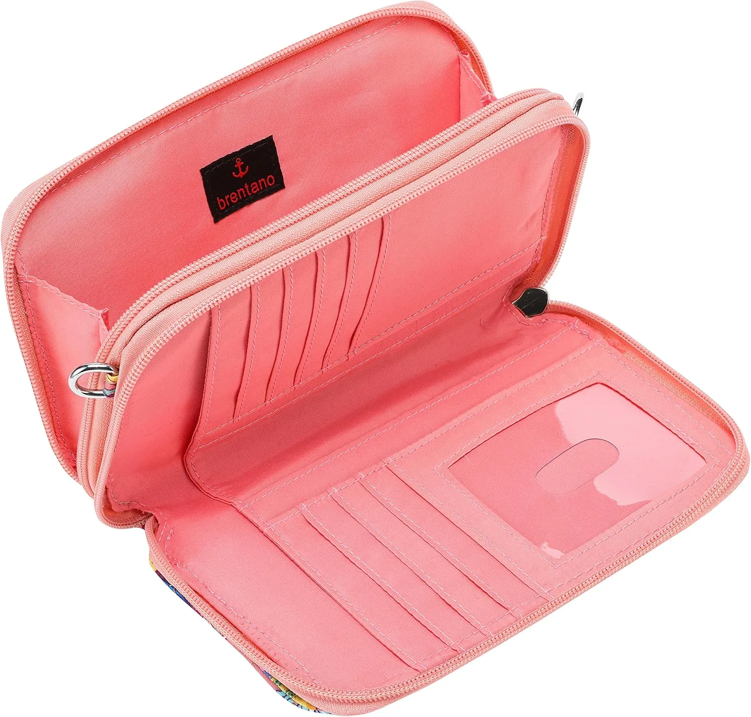 Brentano Cotton quilted double-zipper crossbody wallet purse and clutch