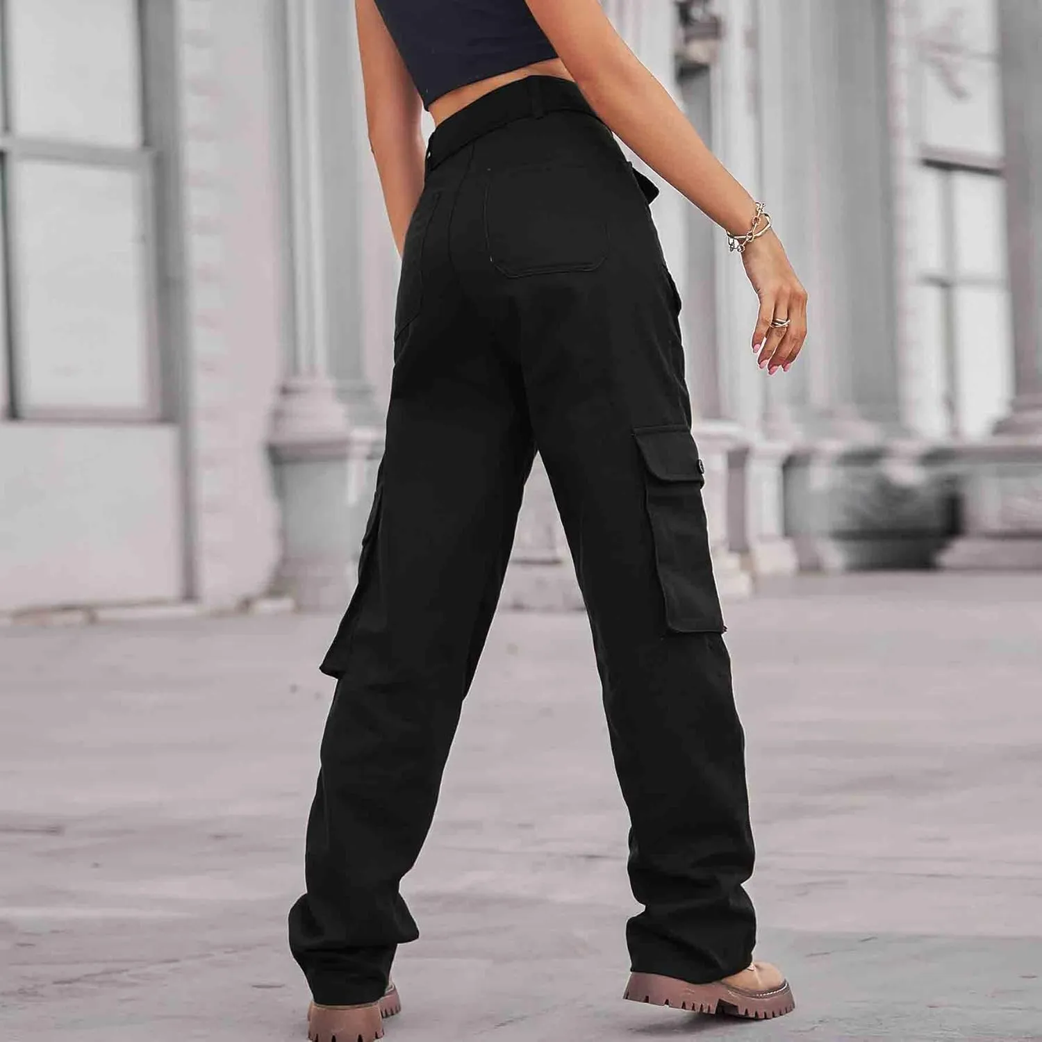 BXCNCKD Women's Wide Leg Overalls Trousers Street Style Gradient Jeans Women's High Waist Loose Wide Leg Jeans Hippie Jeans