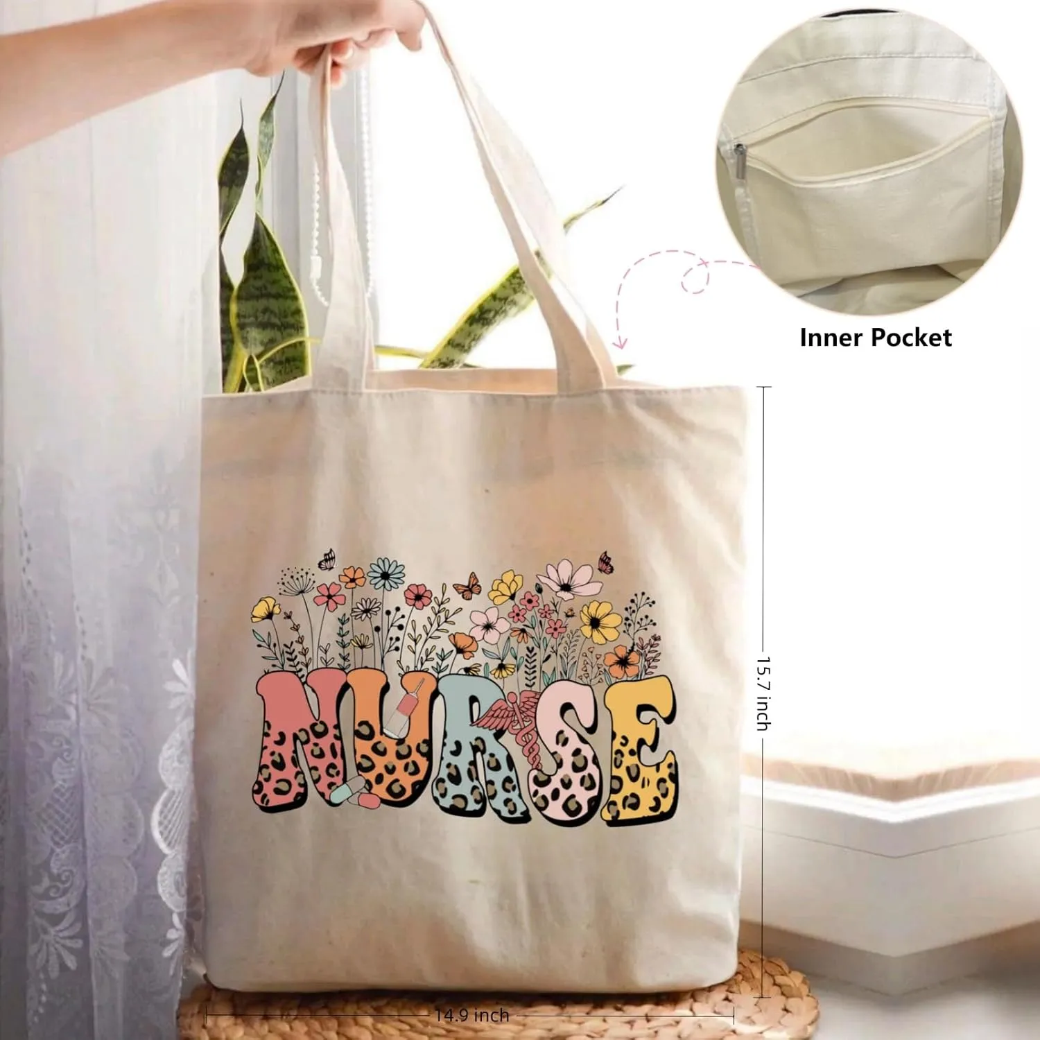Canvas Tote Bags Teacher Appreciation Gifts Aesthetic Travel Beach Bag Cute Reusable Grocery Shopping Bag