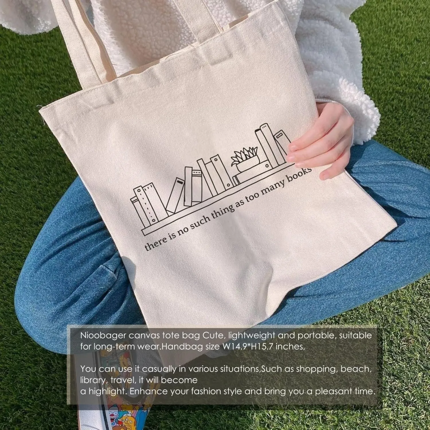 Canvas Tote Bags Teacher Appreciation Gifts Aesthetic Travel Beach Bag Cute Reusable Grocery Shopping Bag
