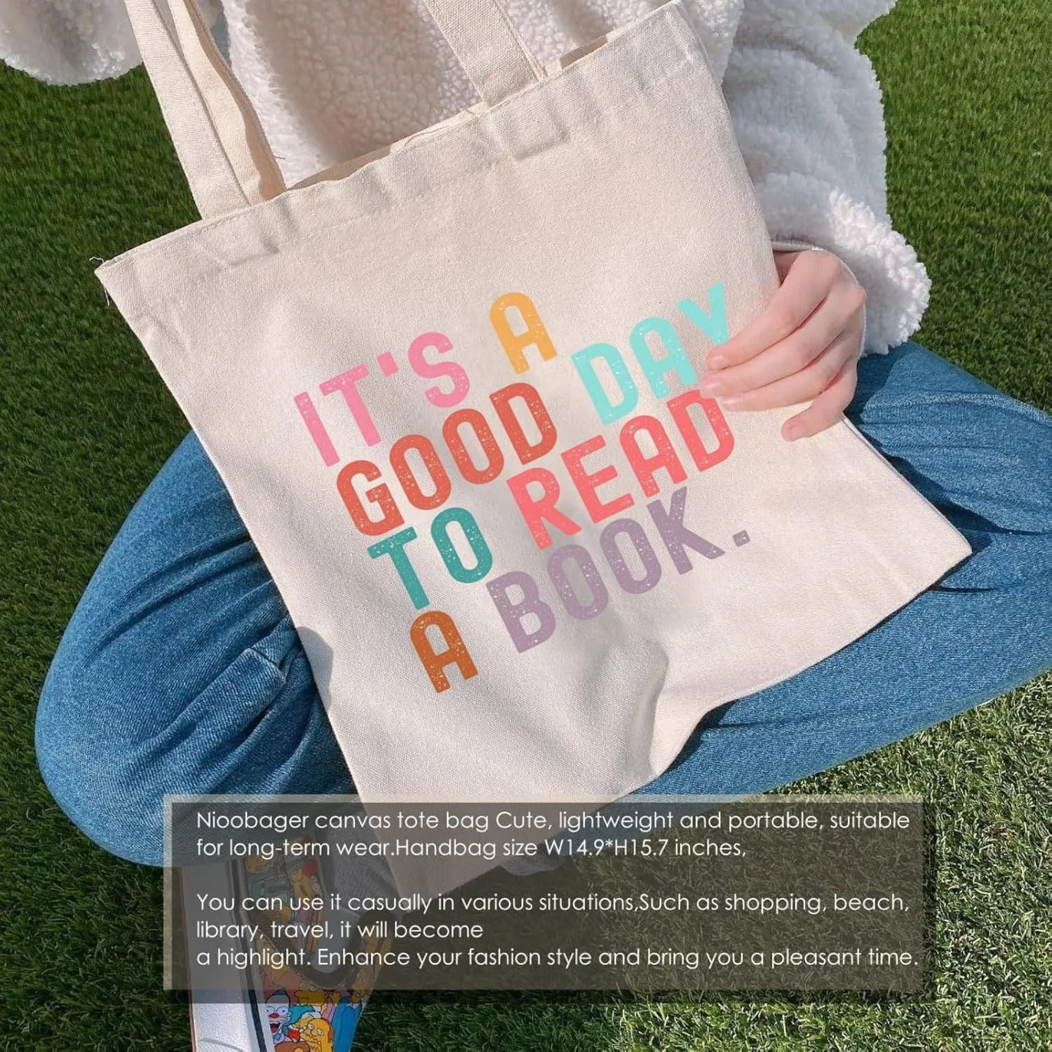 Canvas Tote Bags Teacher Appreciation Gifts Aesthetic Travel Beach Bag Cute Reusable Grocery Shopping Bag