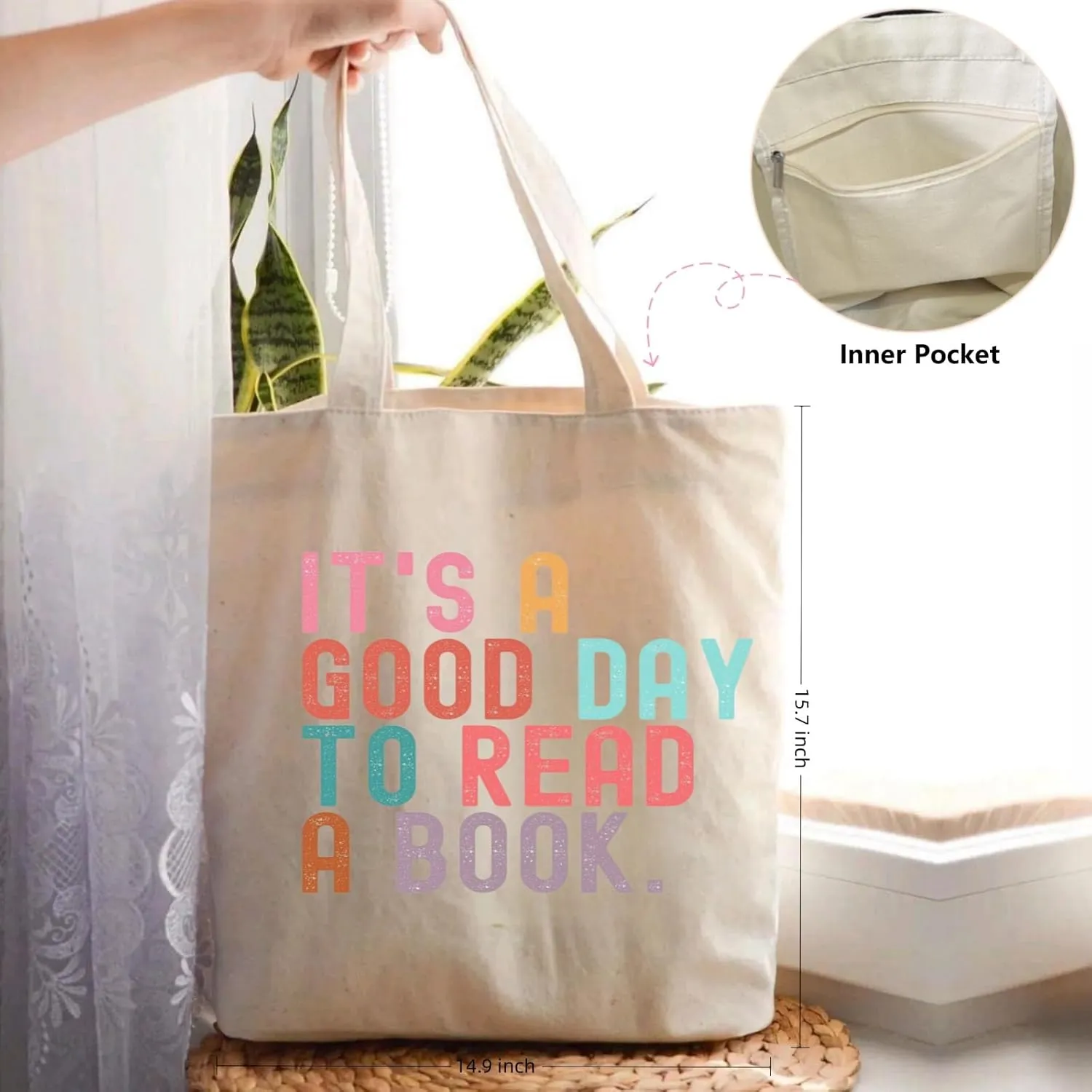 Canvas Tote Bags Teacher Appreciation Gifts Aesthetic Travel Beach Bag Cute Reusable Grocery Shopping Bag