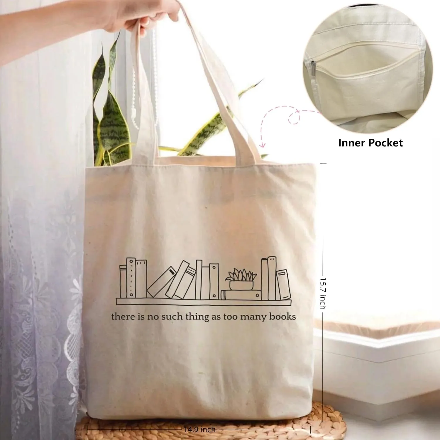 Canvas Tote Bags Teacher Appreciation Gifts Aesthetic Travel Beach Bag Cute Reusable Grocery Shopping Bag