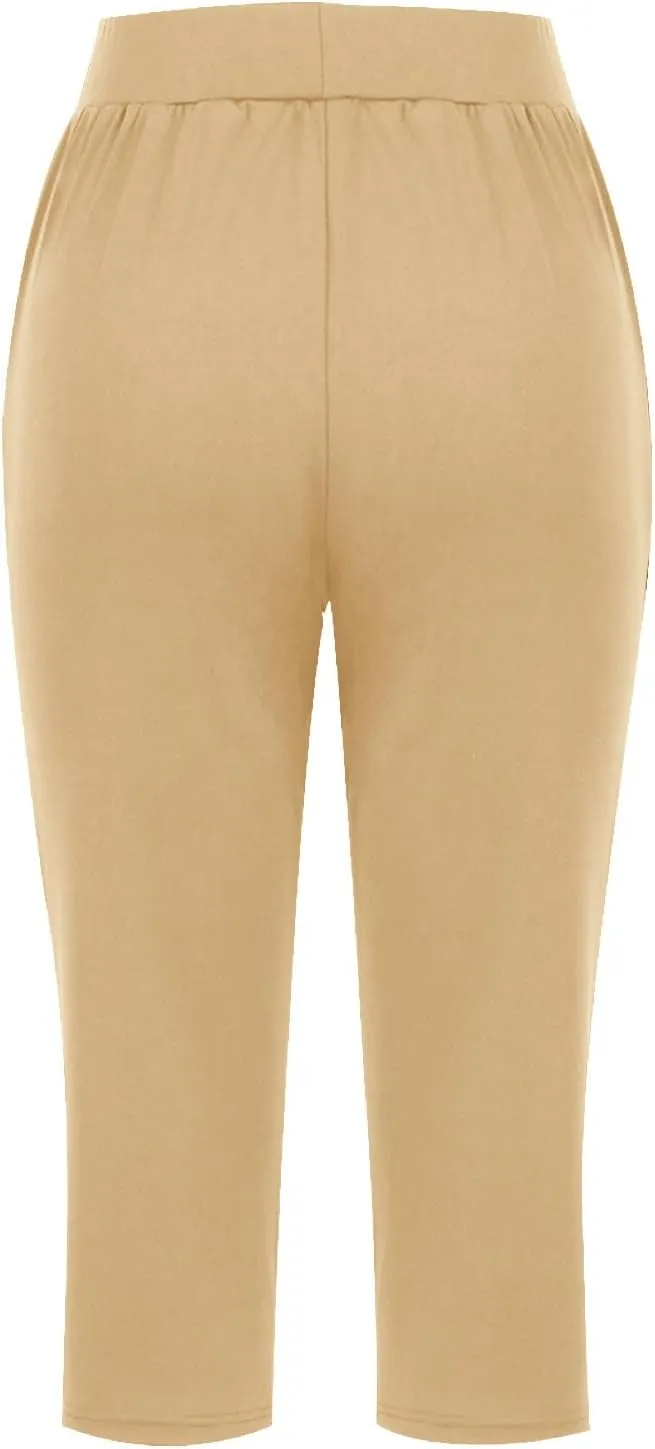 Capri Pants for Women High Waisted Straight Leg Yoga Workout Cropped Trousers Solid Color Trendy 2025 Summer Outfits