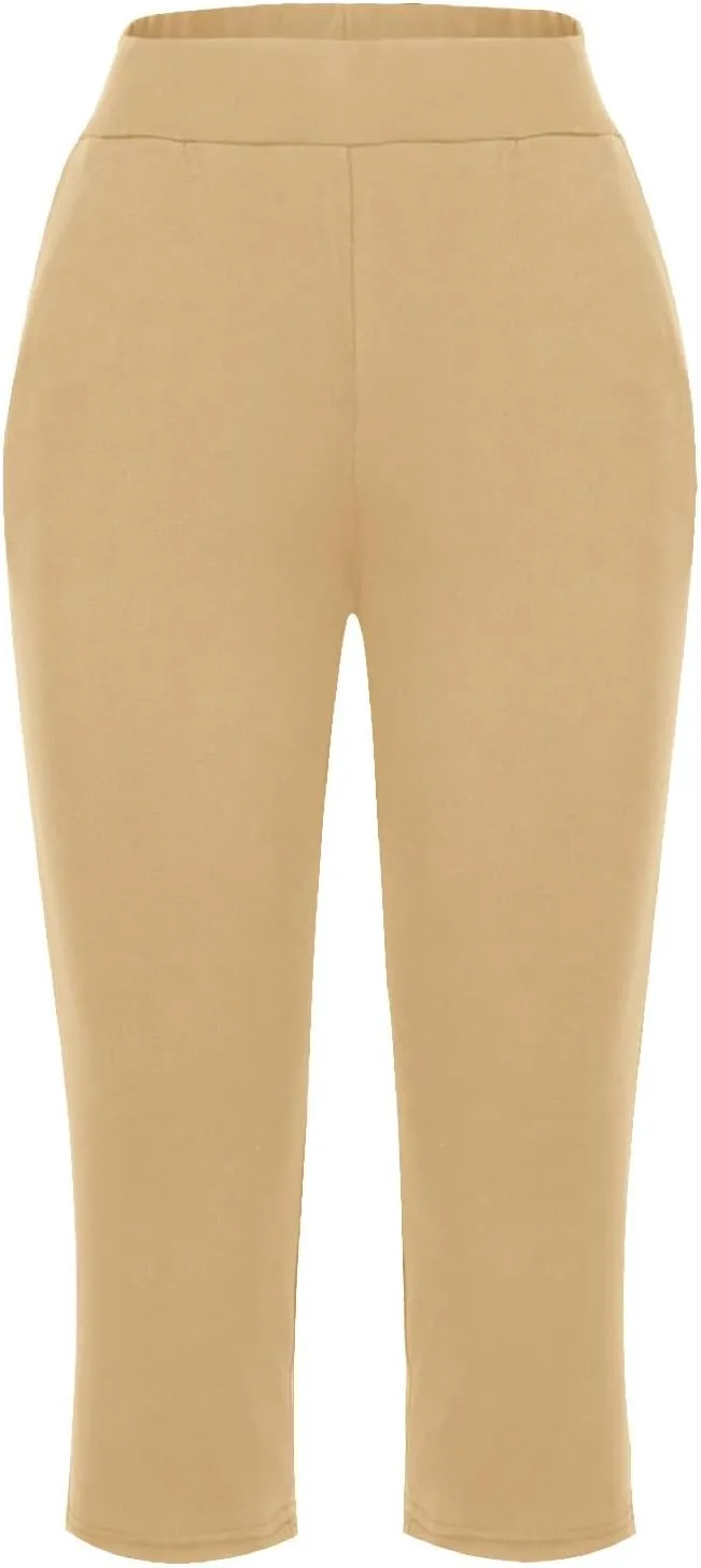 Capri Pants for Women High Waisted Straight Leg Yoga Workout Cropped Trousers Solid Color Trendy 2025 Summer Outfits