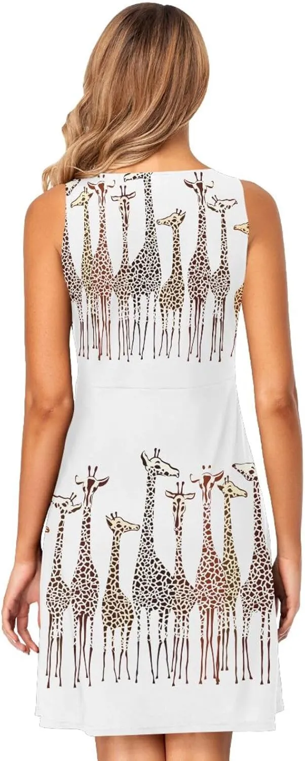 Casual Dresses Women's Summer Sleeveless Swing Pockets Cover Up Sundress(S-2XL)