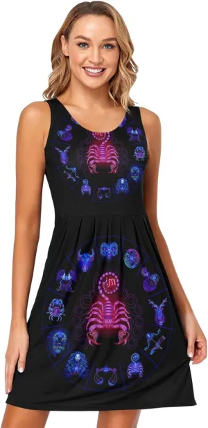 Casual Dresses Women's Summer Sleeveless Swing Pockets Cover Up Sundress(S-2XL)