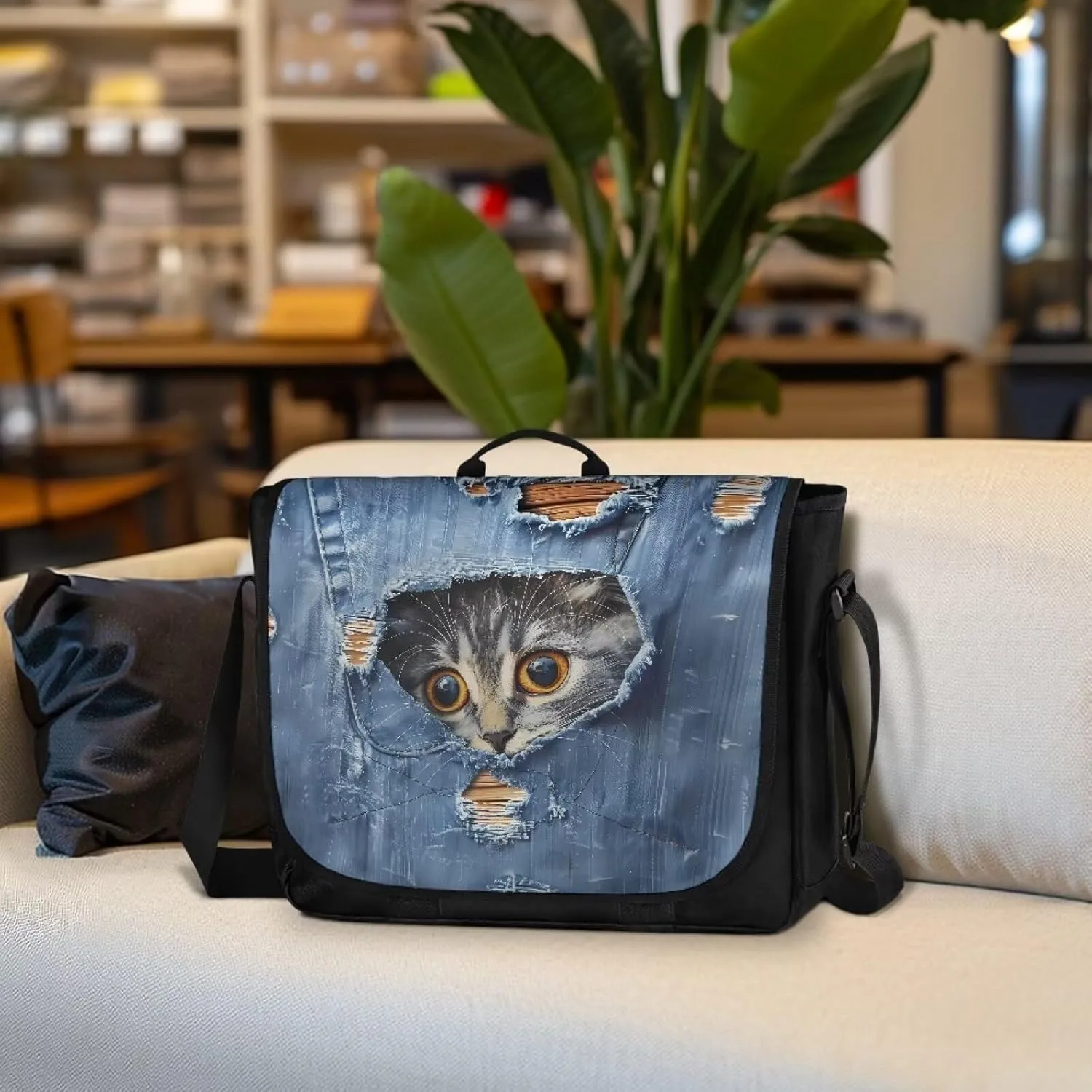 Casual Flap Crossbody Bag Unisex Messenger Bag Outdoors Shoulder Bag with Adjustable Strap Large Reusable Bag