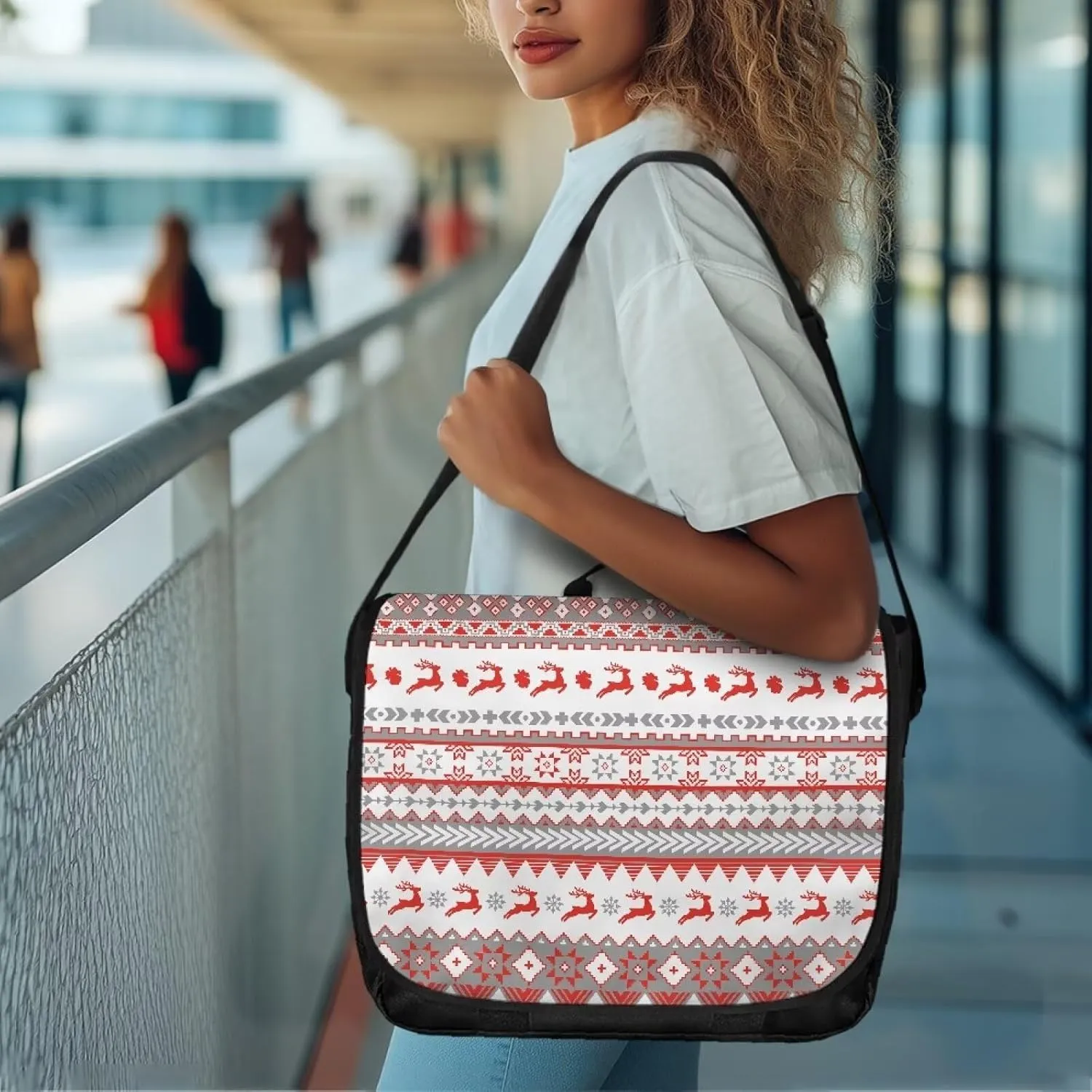 Casual Flap Crossbody Bag Unisex Messenger Bag Outdoors Shoulder Bag with Adjustable Strap Large Reusable Bag