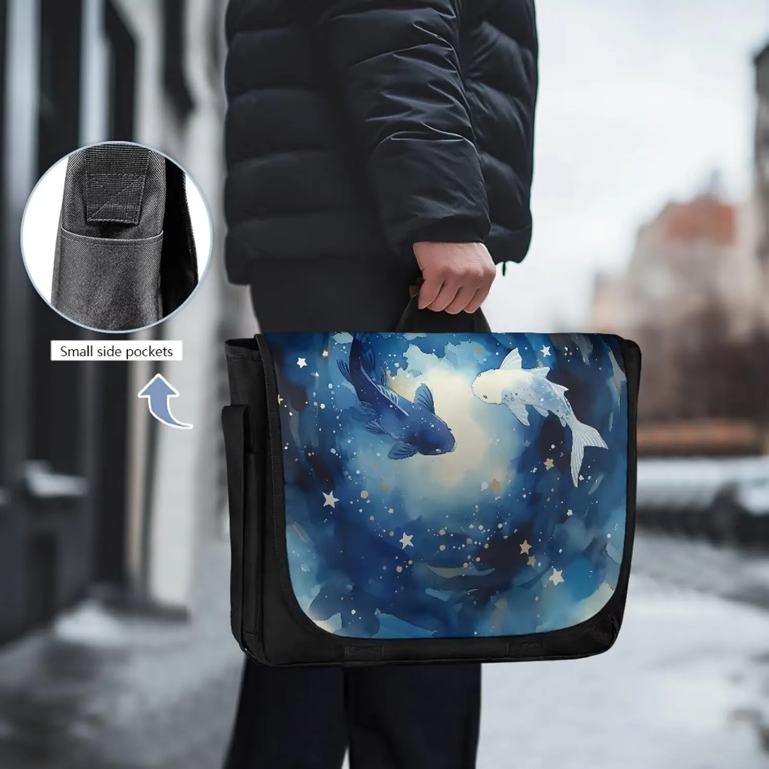 Casual Flap Crossbody Bag Unisex Messenger Bag Outdoors Shoulder Bag with Adjustable Strap Large Reusable Bag