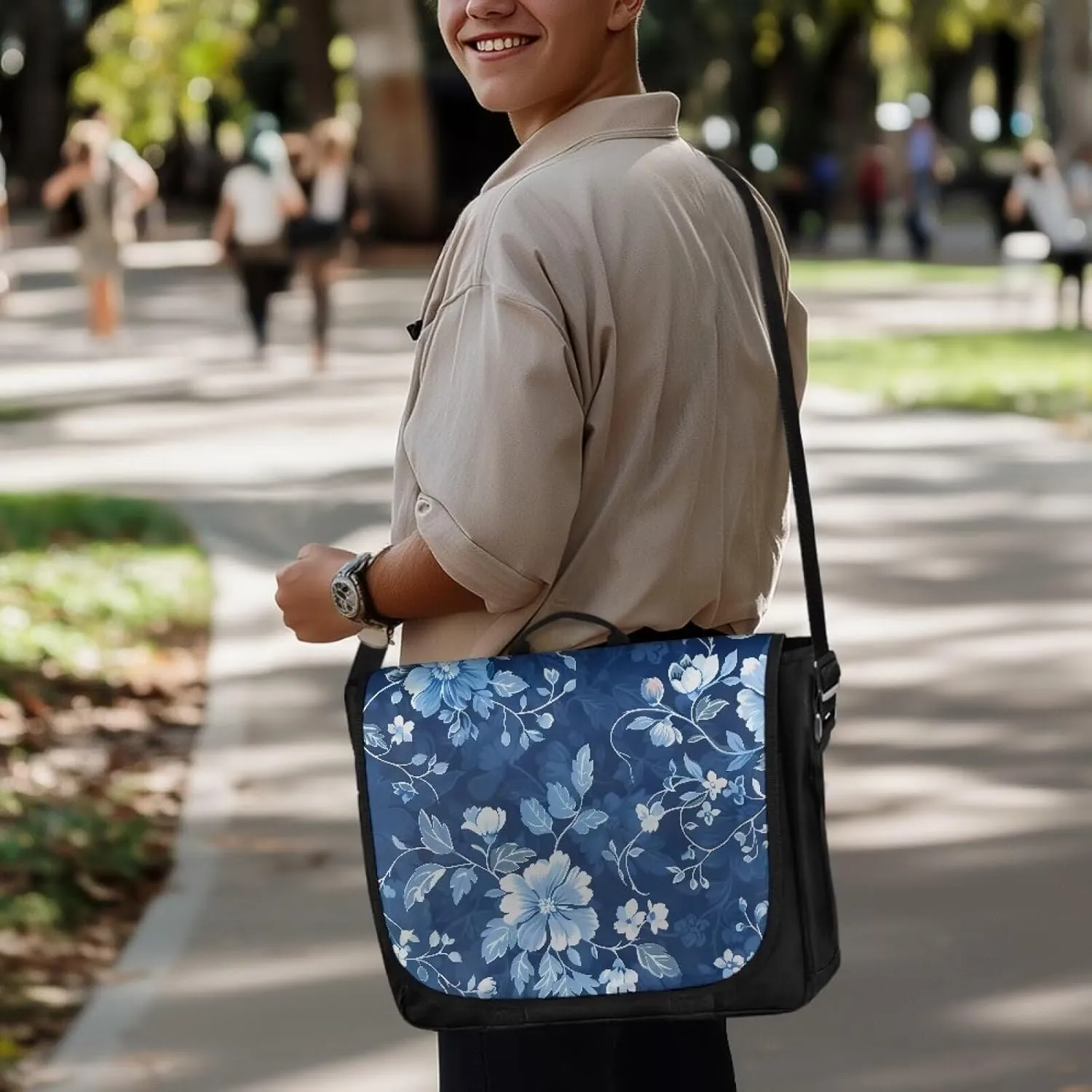 Casual Flap Crossbody Bag Unisex Messenger Bag Outdoors Shoulder Bag with Adjustable Strap Large Reusable Bag