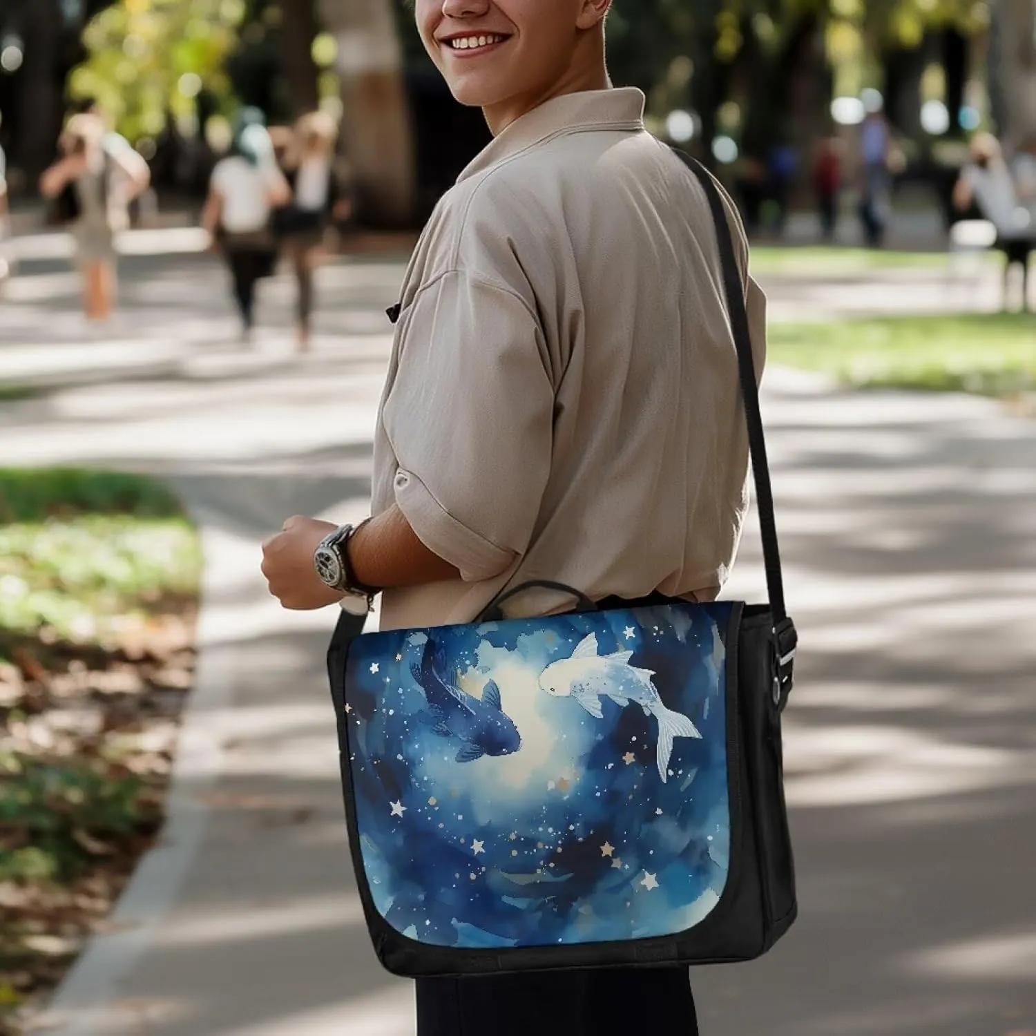 Casual Flap Crossbody Bag Unisex Messenger Bag Outdoors Shoulder Bag with Adjustable Strap Large Reusable Bag