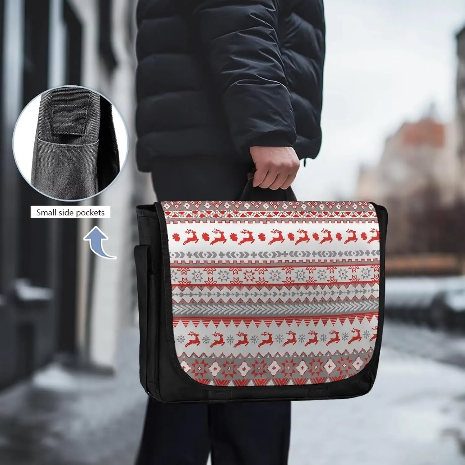 Casual Flap Crossbody Bag Unisex Messenger Bag Outdoors Shoulder Bag with Adjustable Strap Large Reusable Bag