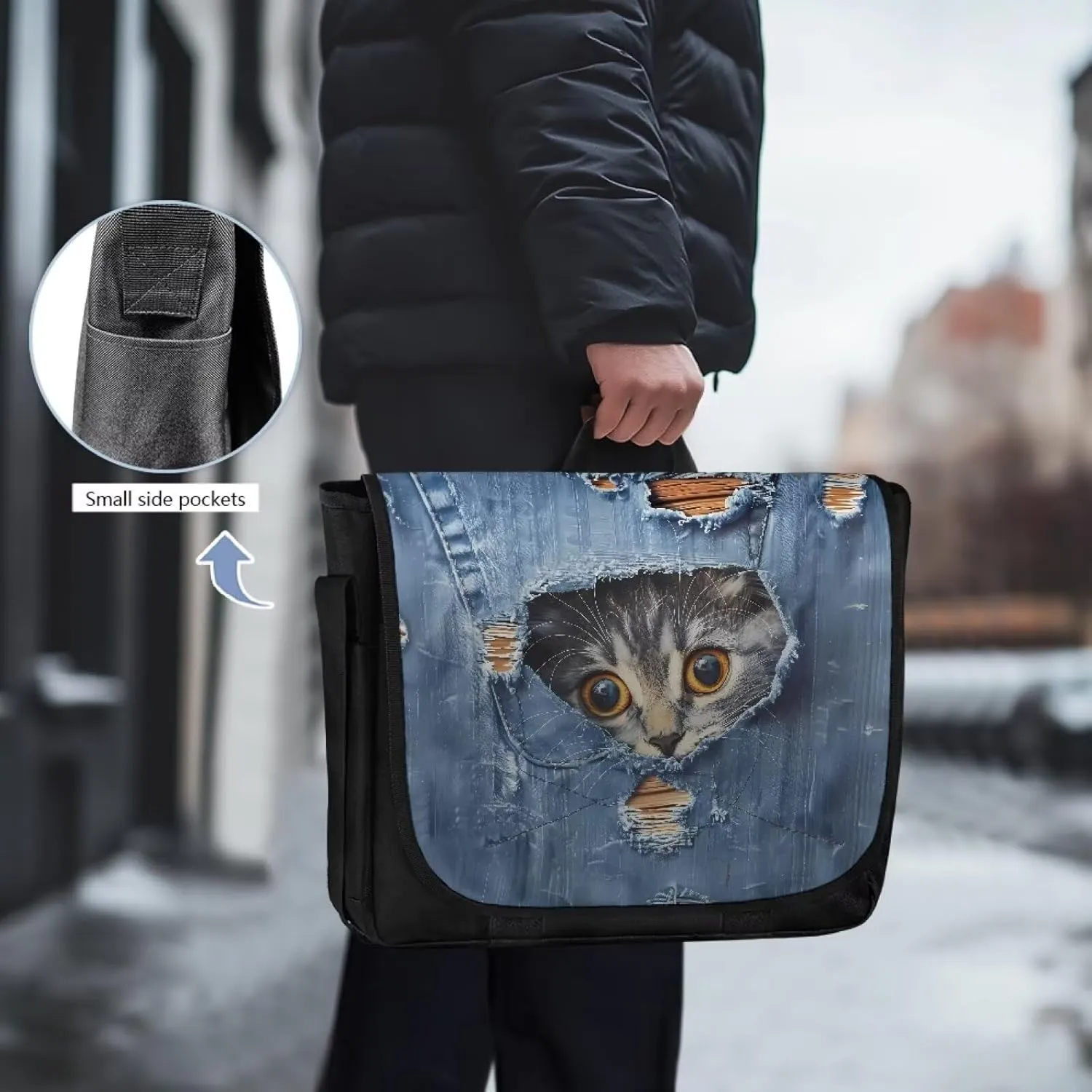 Casual Flap Crossbody Bag Unisex Messenger Bag Outdoors Shoulder Bag with Adjustable Strap Large Reusable Bag