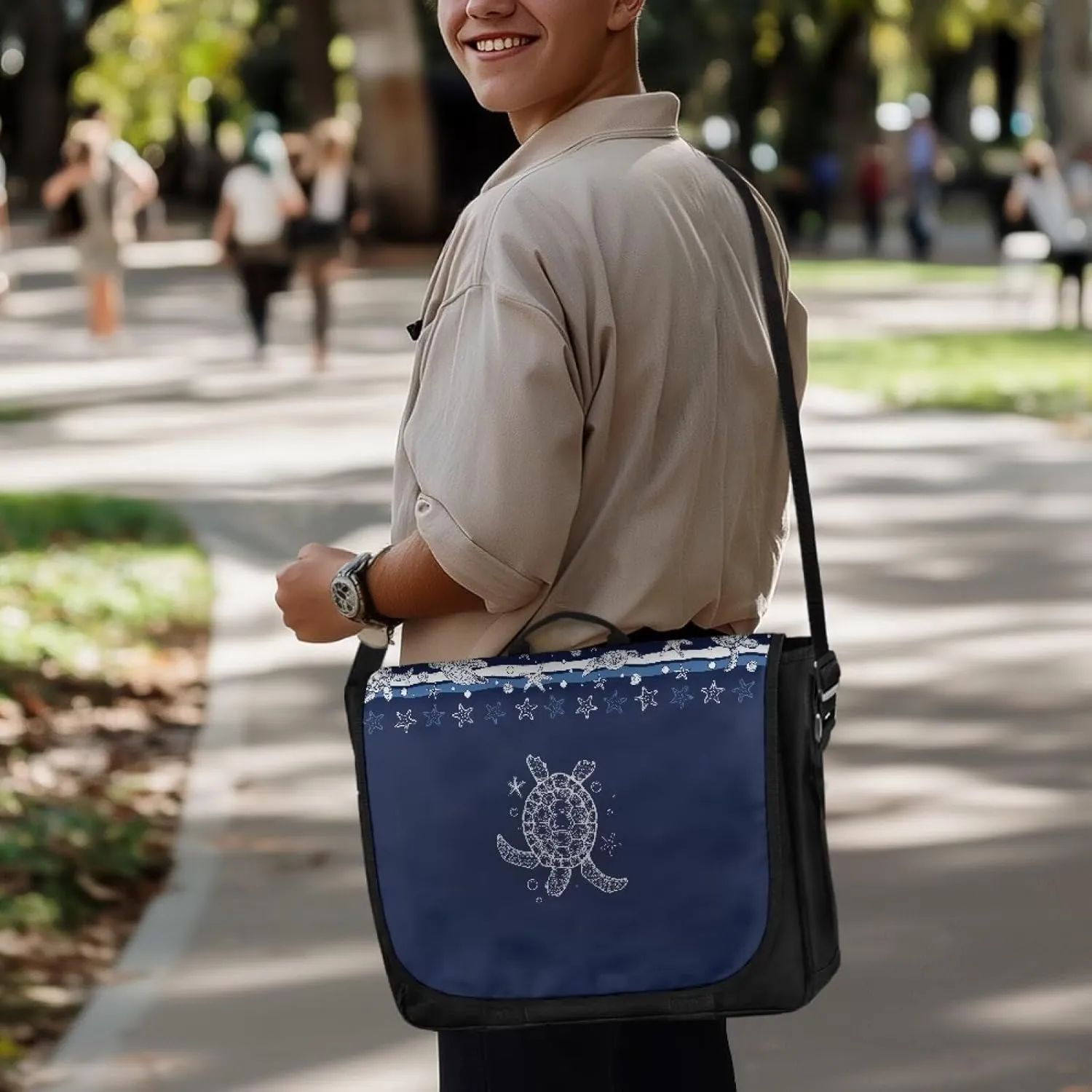 Casual Flap Crossbody Bag Unisex Messenger Bag Outdoors Shoulder Bag with Adjustable Strap Large Reusable Bag