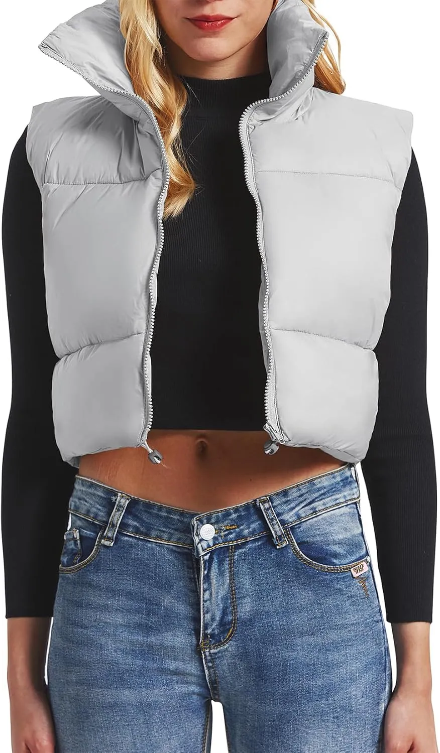 Century Star Cropped Puffer Vest Women's Outerwear Vests Puffy Sleeveless 2024 Quilted Christmas Vest Tops Jackets Coat Zip