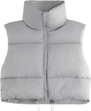 Century Star Cropped Puffer Vest Women's Outerwear Vests Puffy Sleeveless 2024 Quilted Christmas Vest Tops Jackets Coat Zip