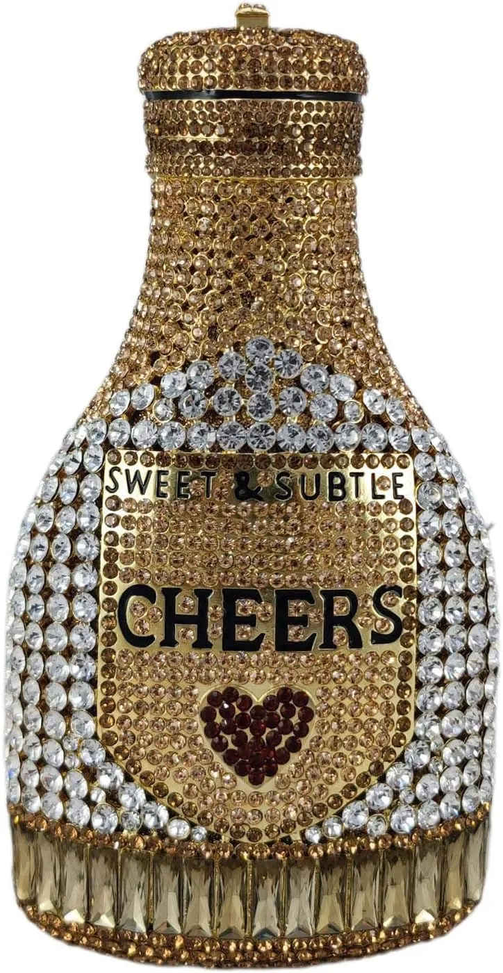 Champagne wine Shape Crystal Clutch Bag Women Evening Handbags Bridal Party Rhinestone Purse Wedding Bag,Mini
