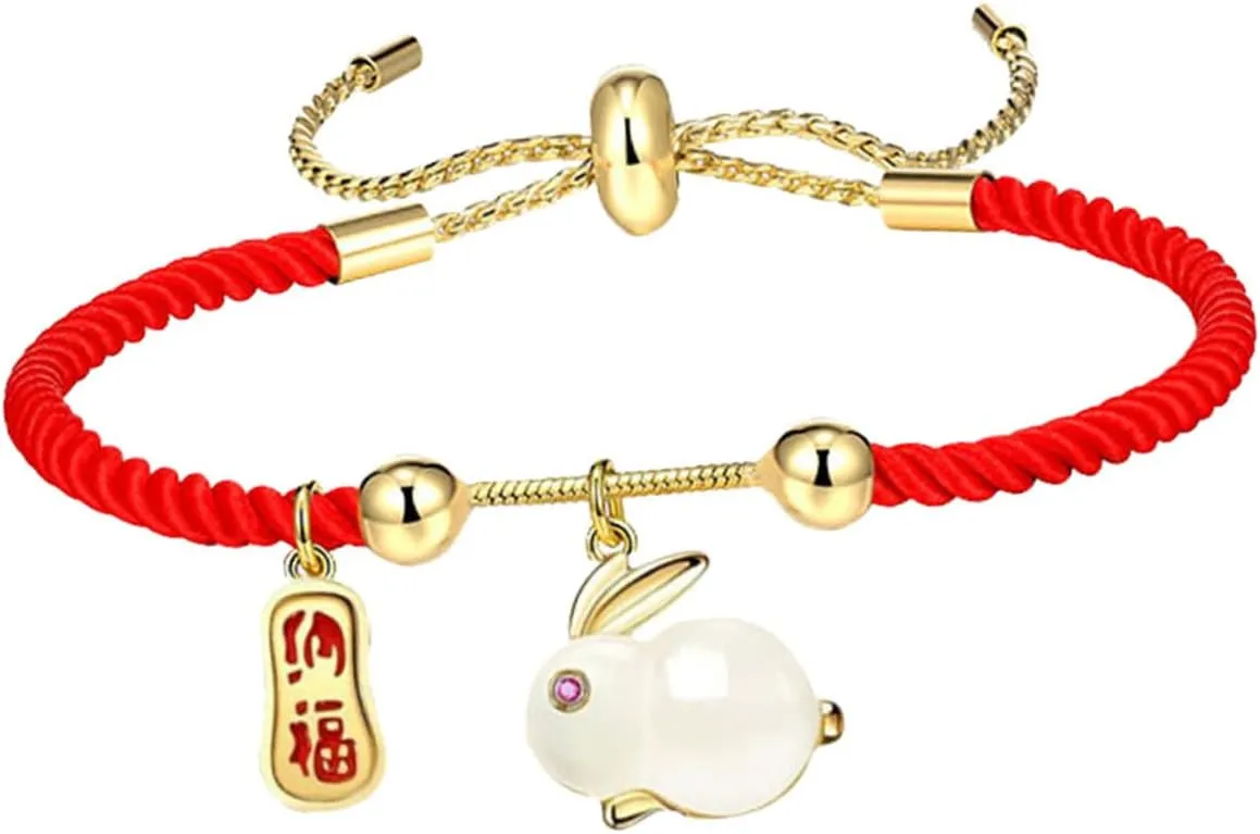 Chinese Zodiac Adjustable Red String Bracelet for Luck and Woven for Women Present for Friends and Loved Year Charm