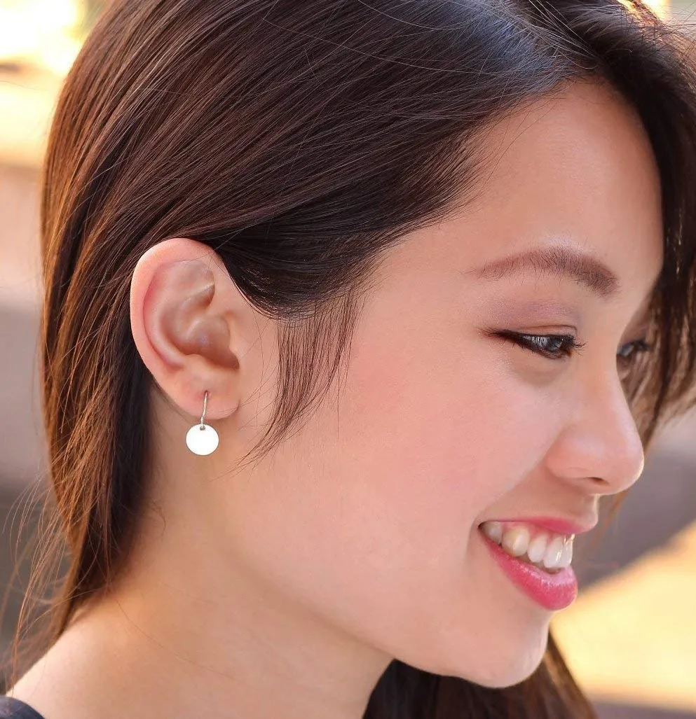Circle Disc Earrings/Silver Rose Gold Filled Earrings/Brush Hammered Satin Disk Coin/Large Circle Simple Modern Daily Jewelry Gift