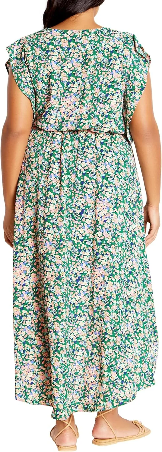 City Chic Women's Plus Size Ditsy Wrap Dress