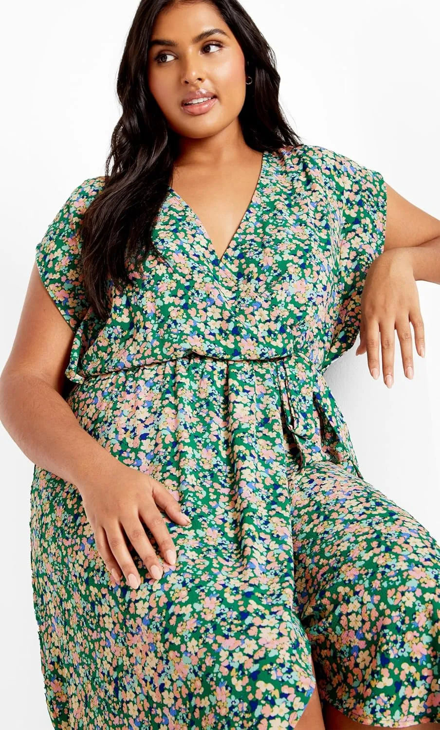 City Chic Women's Plus Size Ditsy Wrap Dress