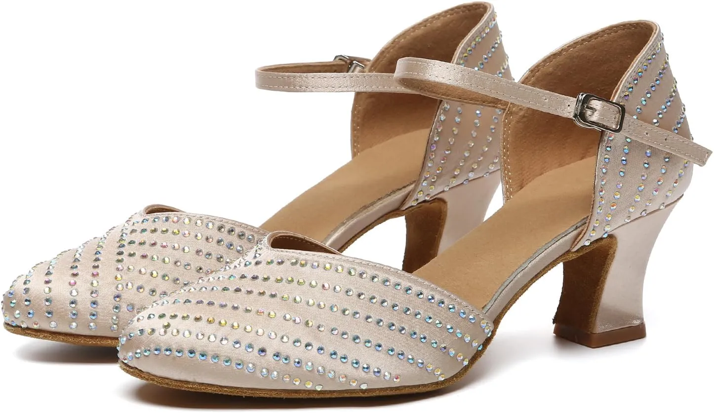 Closed Toe Ballroom Dance Shoes Rhinestone Character Shoes for Women 1920s,Model YCL633