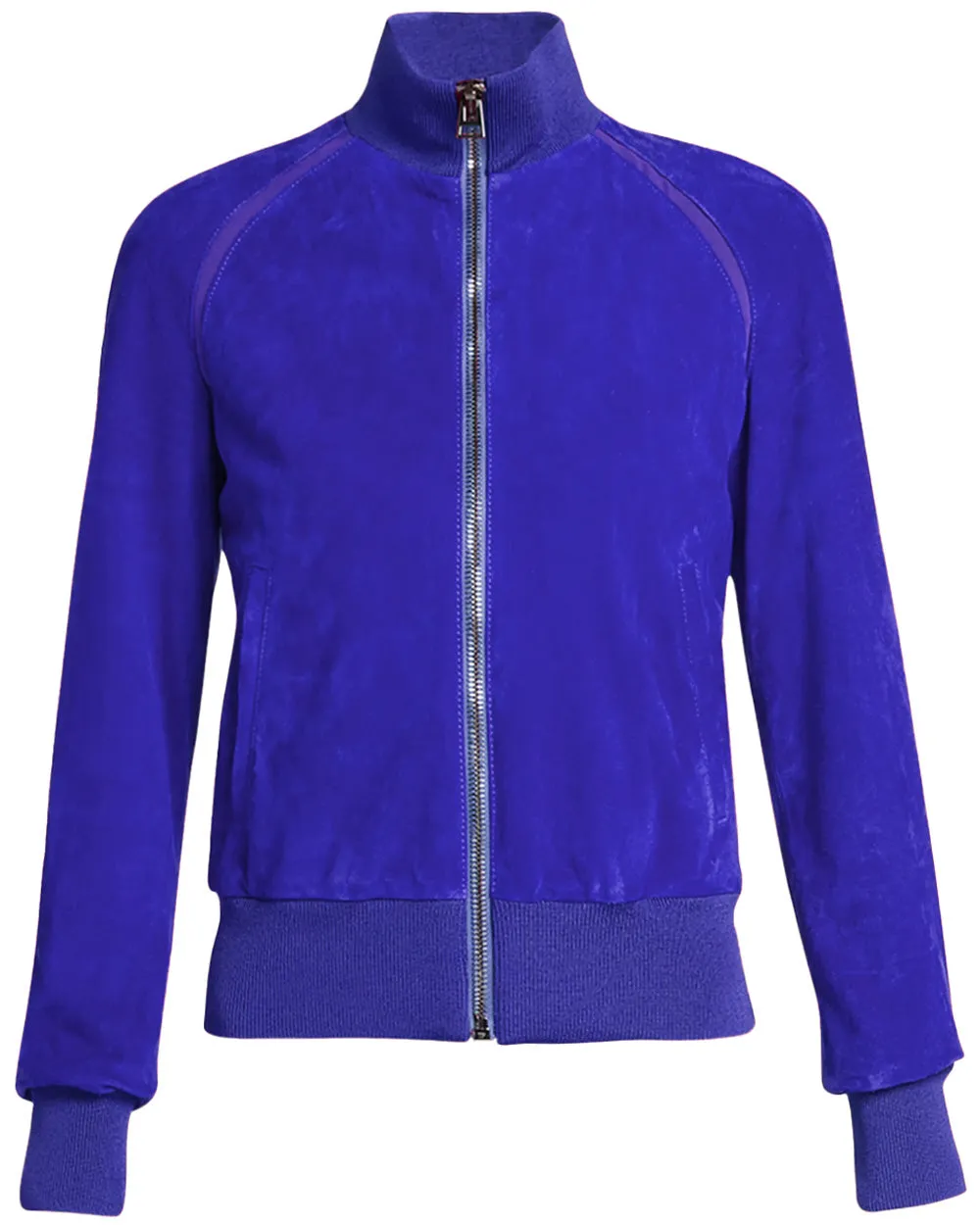 Cobalt Suede Bomber Jacket