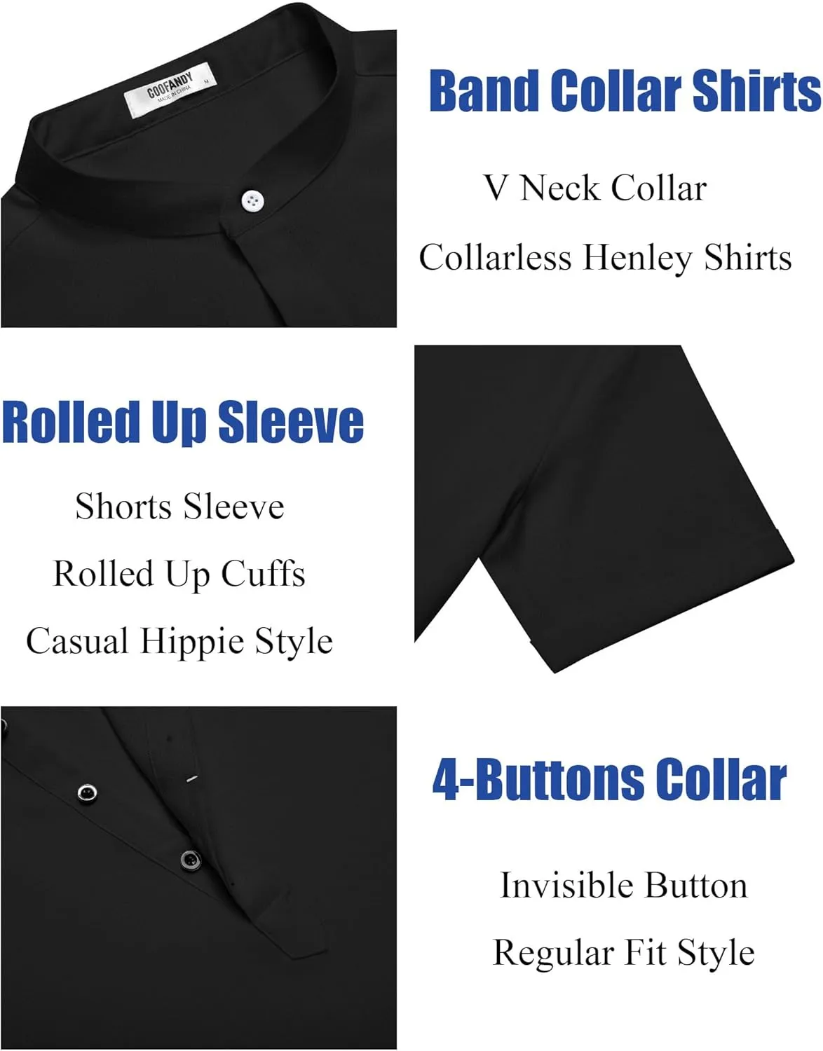 COOFANDY Men's Linen Henley Shirt Short Sleeve Casual Summer Beach Hippie T Shirts