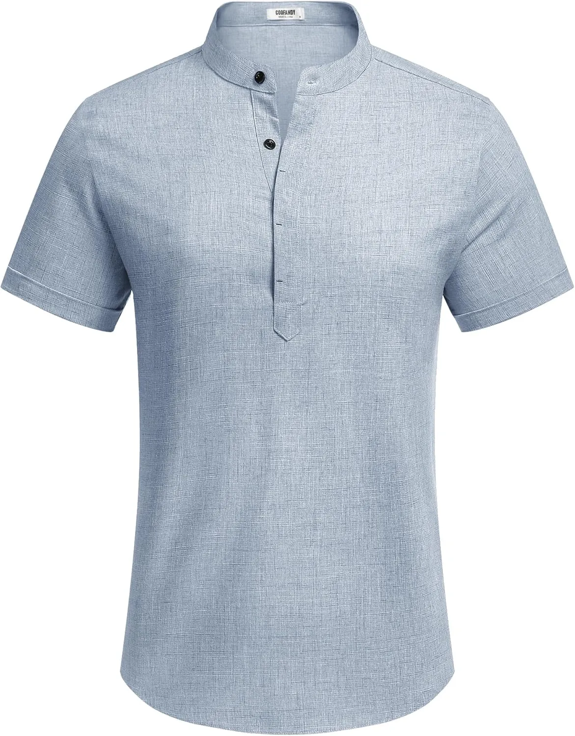 COOFANDY Men's Linen Henley Shirt Short Sleeve Casual Summer Beach Hippie T Shirts