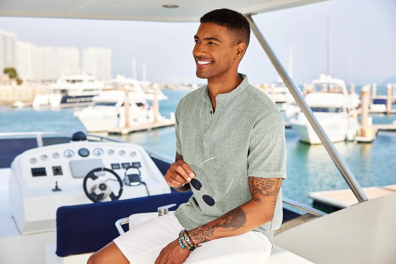COOFANDY Men's Linen Henley Shirt Short Sleeve Casual Summer Beach Hippie T Shirts