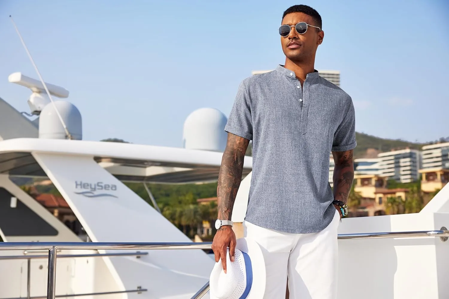 COOFANDY Men's Linen Henley Shirt Short Sleeve Casual Summer Beach Hippie T Shirts