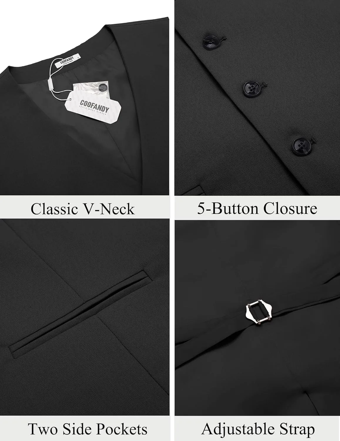 COOFANDY Men's Linen Vest Casual Linen Slim Fit Suit Vests Dress Waistcoat Wedding Business Prom