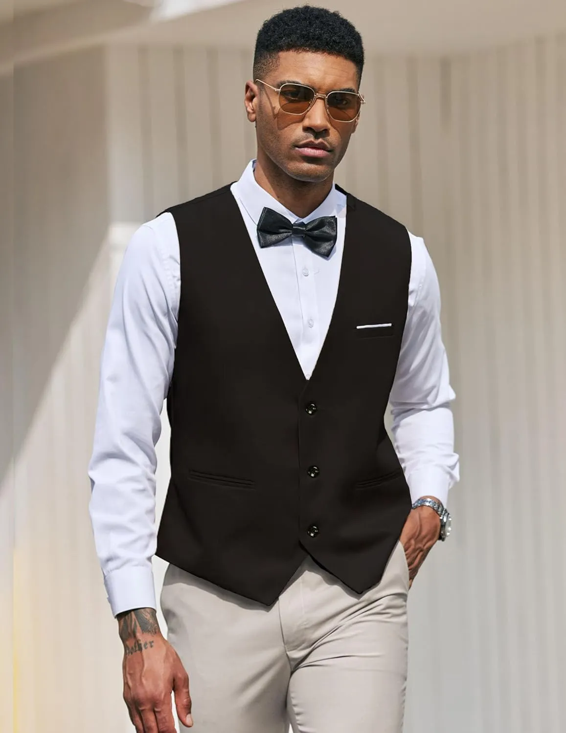COOFANDY Men's Suit Vest Slim Fit Formal Dress Waistcoat Casual Business Vests for Suit or Tuxedo
