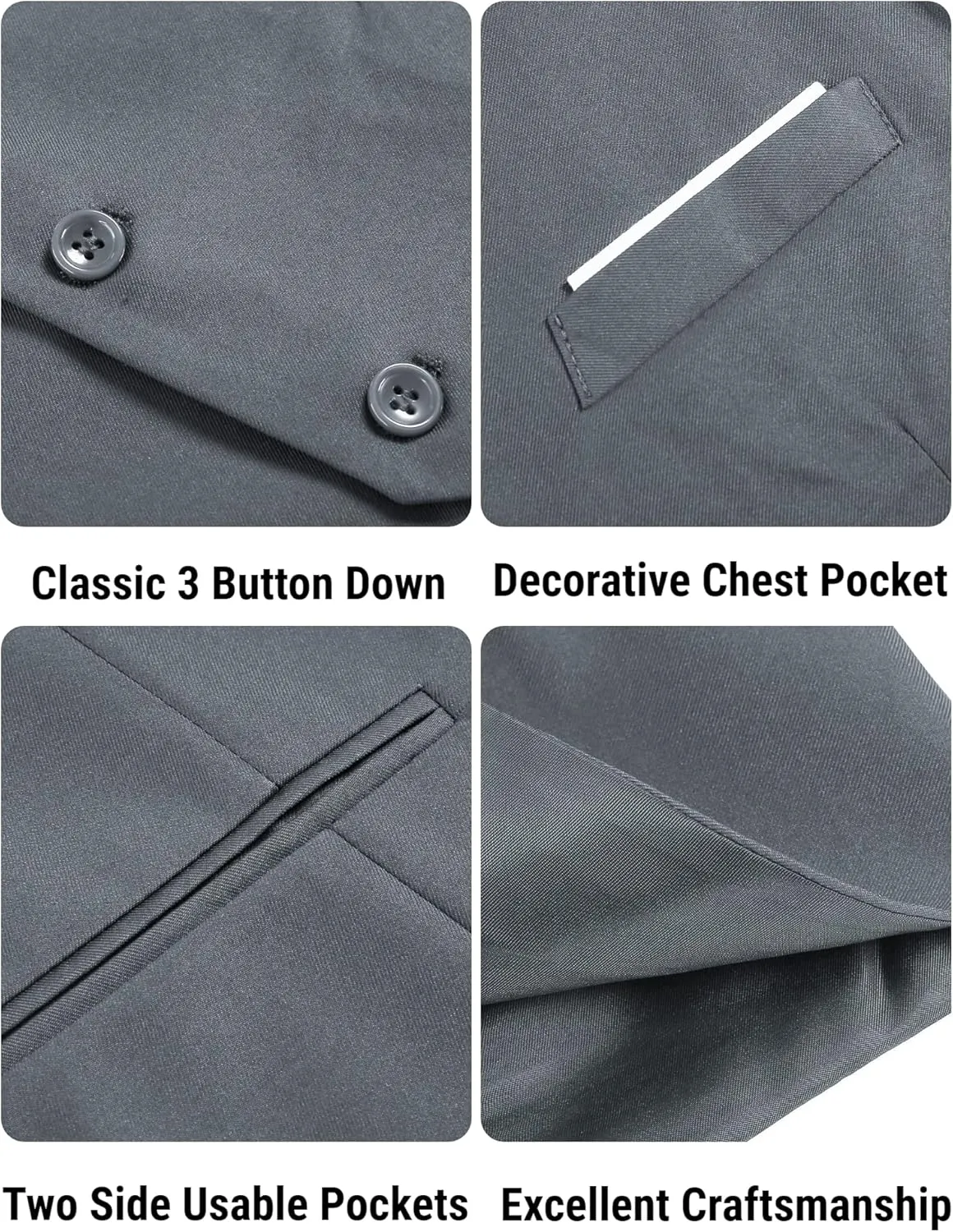 COOFANDY Men's Suit Vest Slim Fit Formal Dress Waistcoat Casual Business Vests for Suit or Tuxedo