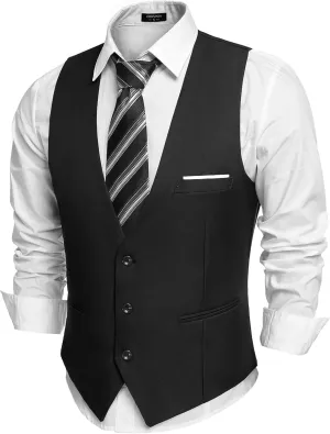 COOFANDY Men's Suit Vest Slim Fit Formal Dress Waistcoat Casual Business Vests for Suit or Tuxedo